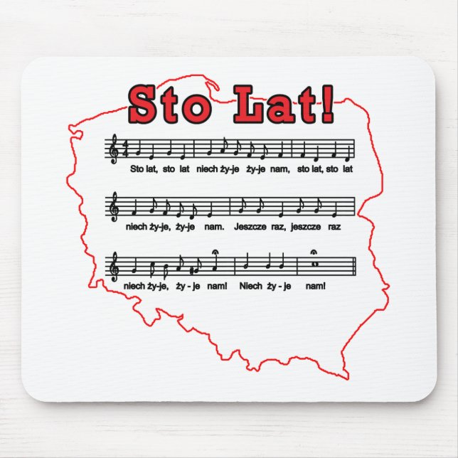 Sto Lat! Song Polish Map Mouse Mat (Front)