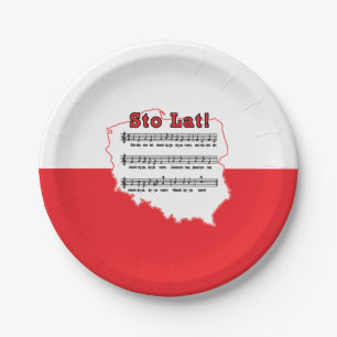 Sto Lat! Song Polish Map Paper Plate