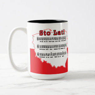 Sto Lat! Song Polish Map Two-Tone Coffee Mug