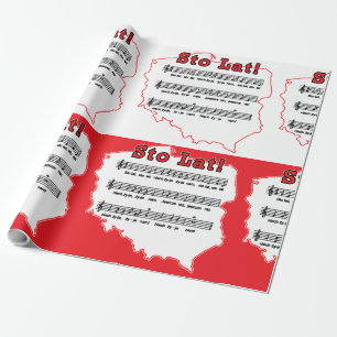 Sto Lat! Song Polish Map Wrapping Paper