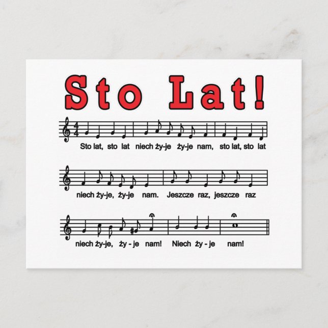 Sto Lat! Song Postcard (Front)