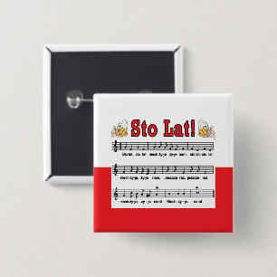 Sto Lat! Song With Beer Mugs 15 Cm Square Badge
