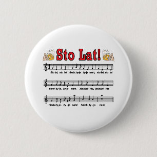Sto Lat! Song With Beer Mugs 6 Cm Round Badge