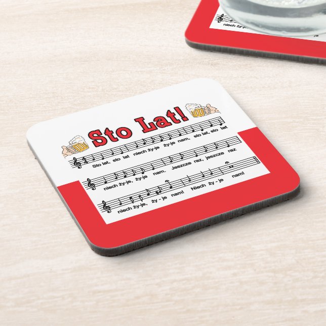 Sto Lat! Song With Beer Mugs Coaster (Left Side)