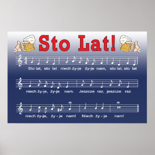 Sto Lat! Song With Beer Mugs Poster
