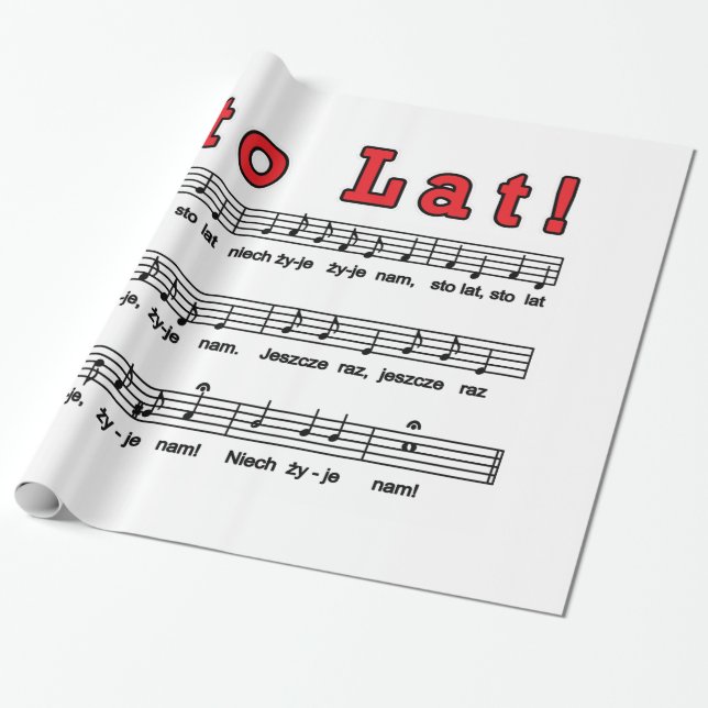 Sto Lat! Song Wrapping Paper (Unrolled)