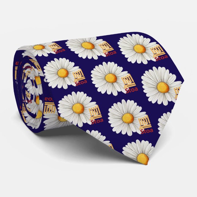 Stoa Daisy Navy Necktie (Rolled)