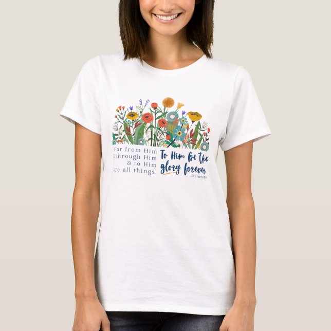 Stoa Floral Romans 11:36 T-shirt (Front)