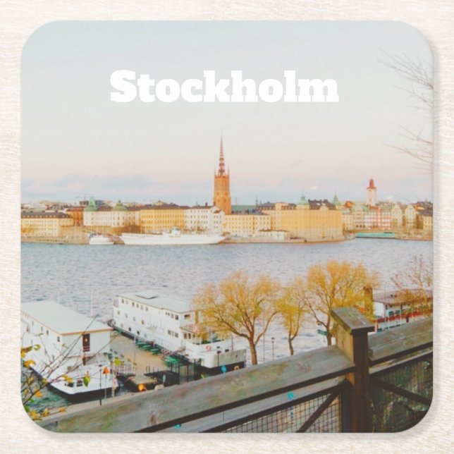 Stocholm, Sweden souvenir Square Paper Coaster (Front)