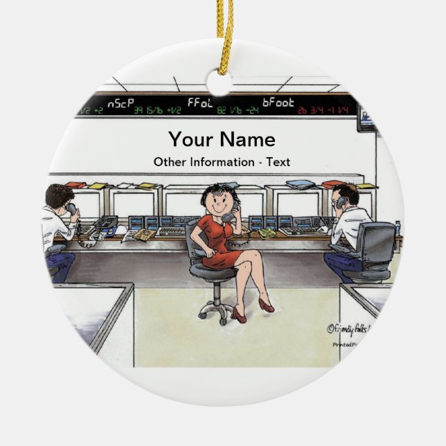 Stock Broker - Female Ceramic Tree Decoration (Front)