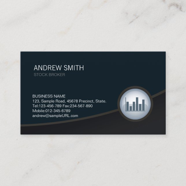 Stock Broker Financial Stock Chart Icon Business Card (Front)