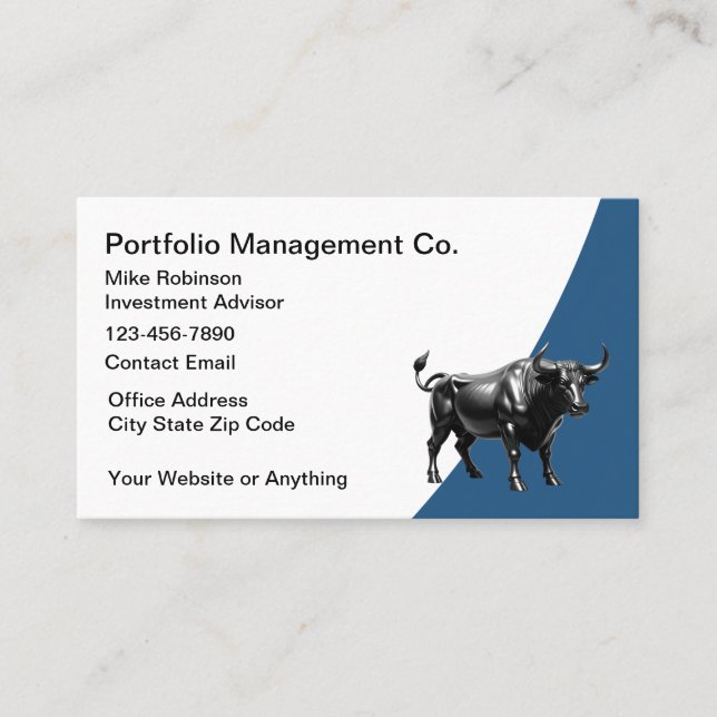 Stock Broker Investment Advisor Business Cards (Front)