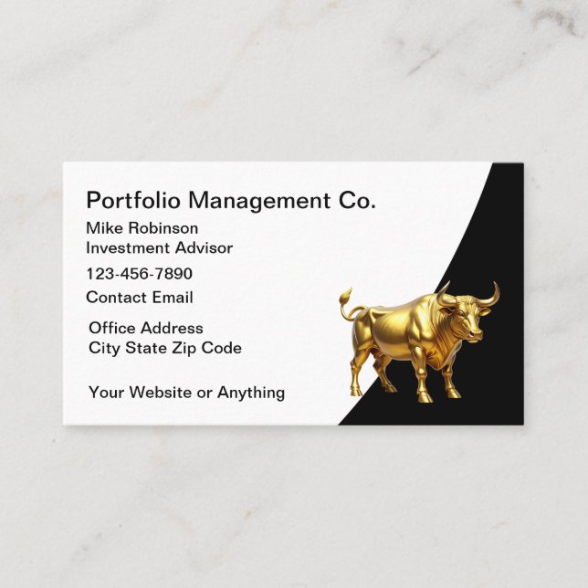 Stock Broker Investment Advisor Business Cards (Front)