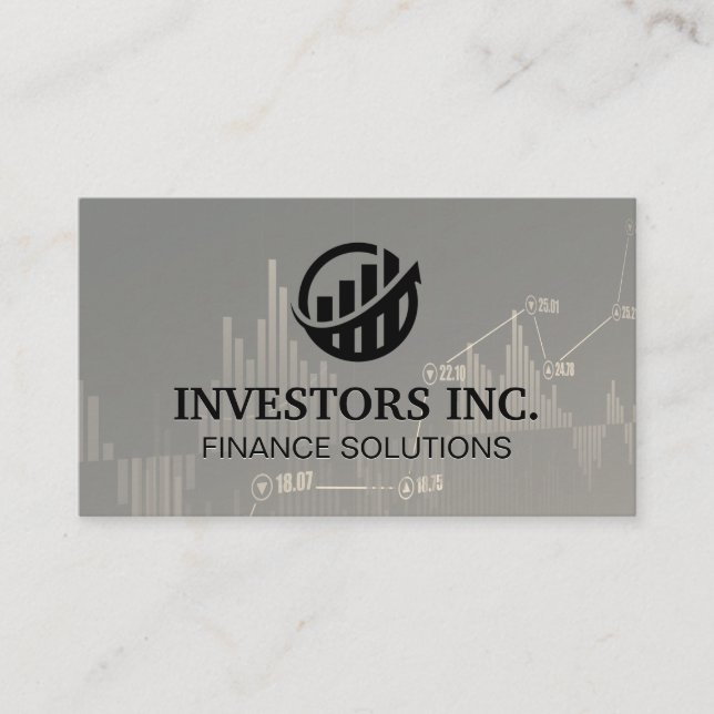Stock Broker | Investments | Bar Chart Graph Logo Business Card (Front)