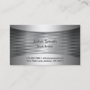 Stock Broker Modern Metal Background Business Card