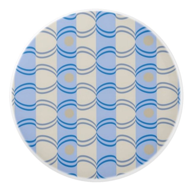 Stock Candystripe Blue Tan Ceramic Knob (Front)
