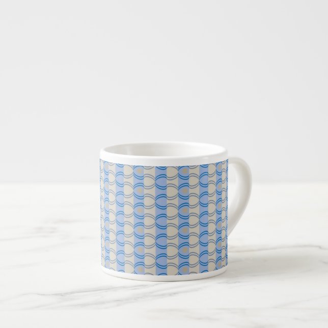 Stock Candystripe Blue Tan Espresso Cup (Front Right)