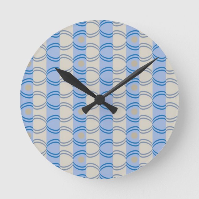 Stock Candystripe Blue Tan Round Clock (Front)