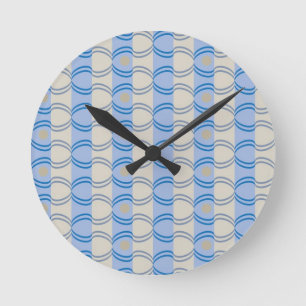 Stock Candystripe Blue Tan Round Clock