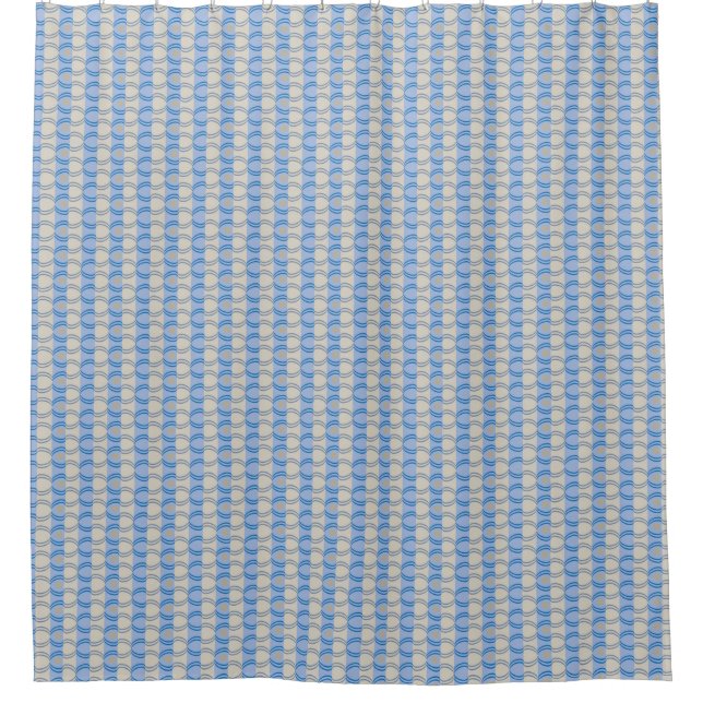Stock Candystripe Blue Tan Shower Curtain (Front)