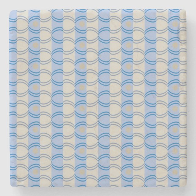 Stock Candystripe Blue Tan Stone Coaster (Front)