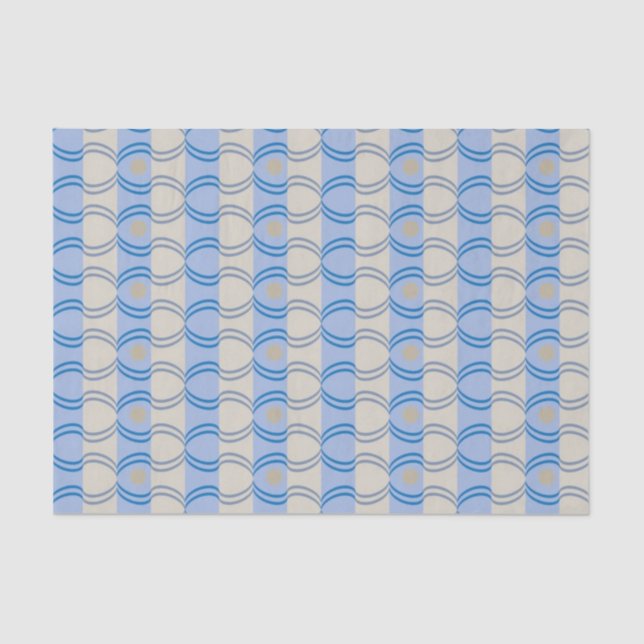 Stock Candystripe Blue Tan Tissue Paper (Front)