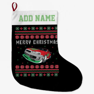 Stock Car Ugly Christmas Sweater Large Christmas Stocking