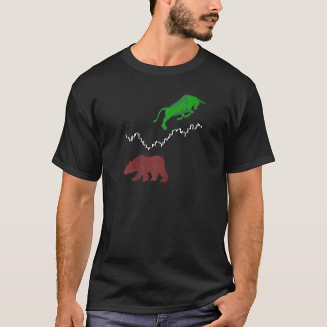 Stock Chart Candle Stick Bull Bear Stock Exchange  T-Shirt (Front)