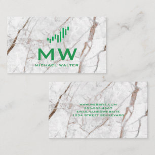 Stock Chart   White Marble  Business Card