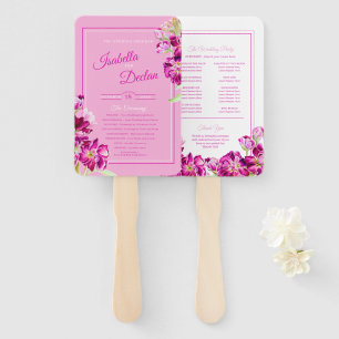 Stock flowers pink watercolor wedding program hand fan