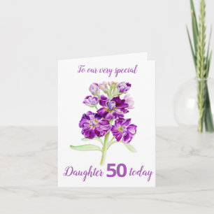 Stock flowers purple daughter 40th birthday card