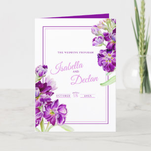 Stock flowers purple watercolor art wedding programme