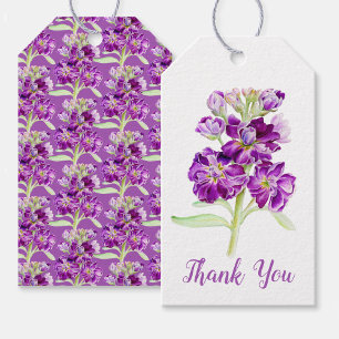 Stock flowers watercolor art purple thank you gift gift tags