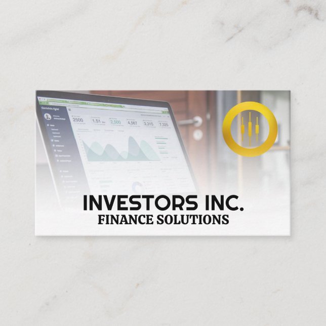 Stock Logo | Laptop | Finance Business Card (Front)