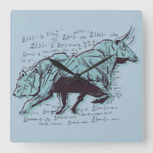 Stock Market Analysis Finance Square Wall Clock