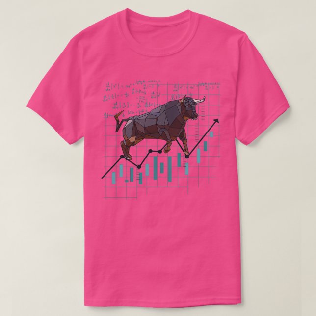 Stock market Bull Chart with formulas cashing in T-Shirt (Design Front)
