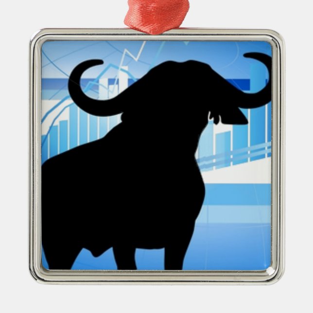 Stock Market Bull Metal Tree Decoration (Front)
