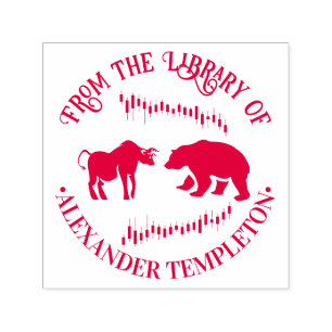 Stock Market Bull vs Bear #2 Library Book Name Self-inking Stamp