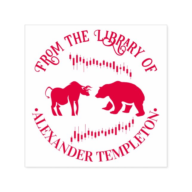 Stock Market Bull vs Bear #2 Library Book Name Self-inking Stamp (Design)