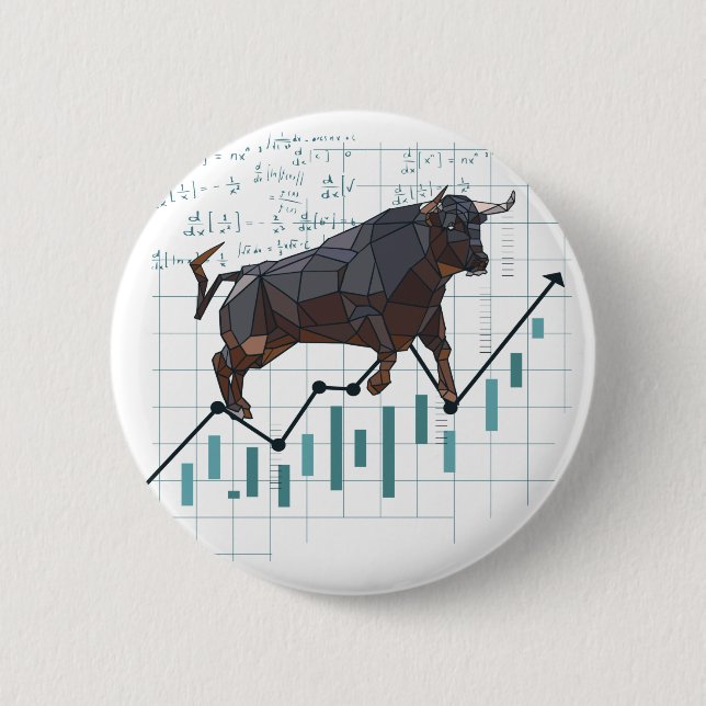 Stock Market Bullish Trend 6 Cm Round Badge (Front)