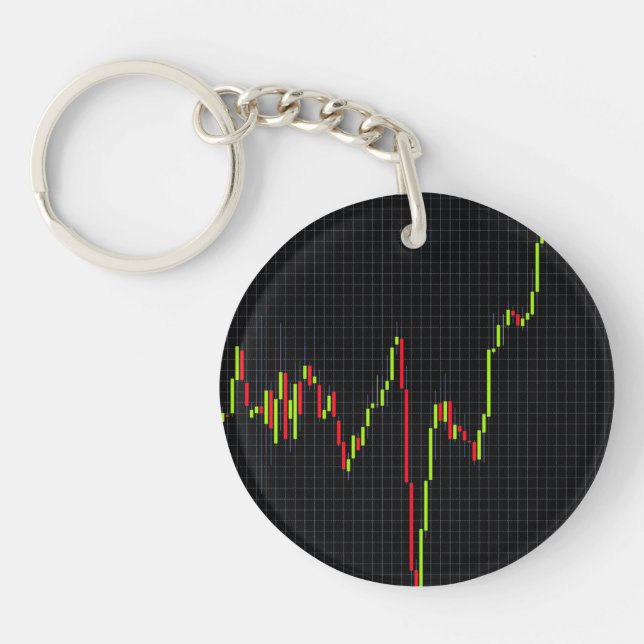 Stock market candlestick chart  key ring (Front)