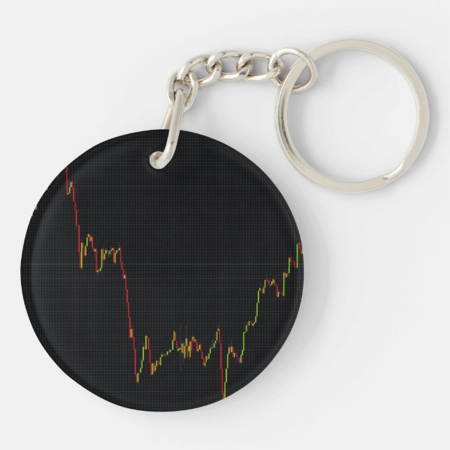 Stock market candlestick chart  key ring (Back)