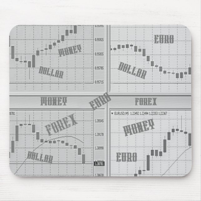 Stock market charts open in four windows  mouse mat (Front)