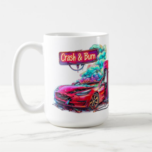 Stock Market Crash & Burn, EV Elon Musk e.g. Coffee Mug (Left)