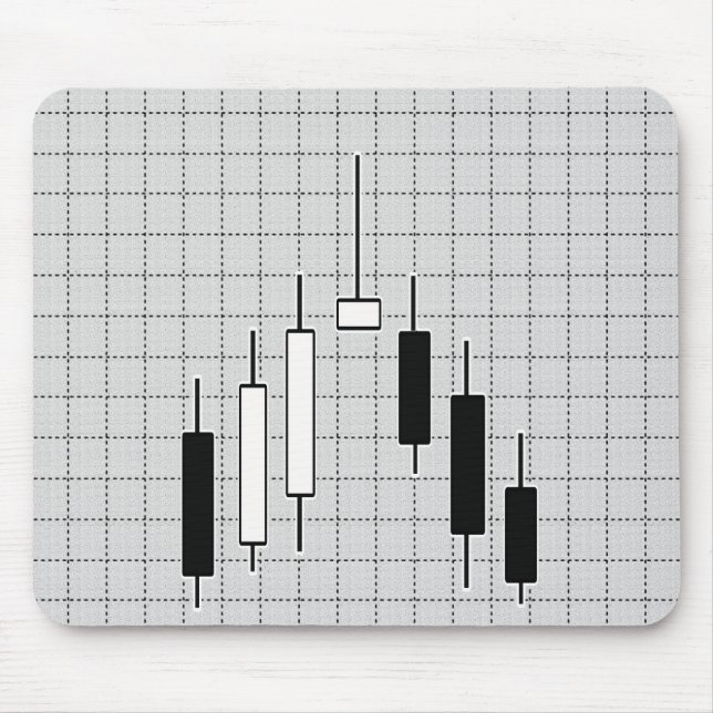 Stock market diagram black and white mouse mat (Front)