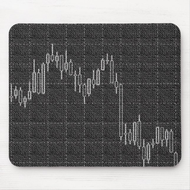 Stock market diagram black and white mouse mat (Front)