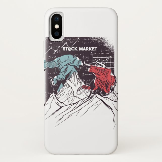 Stock Market Fight Bull vs Bear Trading Case-Mate iPhone Case (Back)