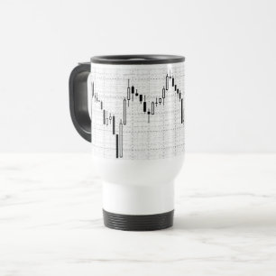 Stock Market Financial Chart Black and White Travel Mug
