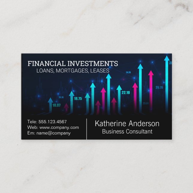 Stock Market Financial Graph  Business Card (Front)