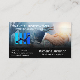 Stock Market Financial Graph   Business Hand Shake Business Card